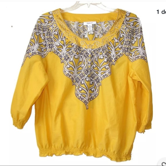 Style & Co Women's Blouse Size 10 Yellow - Picture 2 of 7